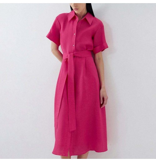 Cotton And Linen Shirt Skirt Maxi Dress 2024 Summer New Fashion Simple Women's Clothing Cotton And Linen Shirt Skirt Maxi Dress 2024 Summer New Fashion Simple Women's Clothing