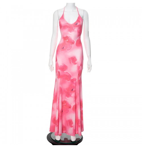Summer New Printed Sleeveless Wide Neck Fishtail DressSlim FitSexy And Fashionable Women's Clothing Summer New Printed Sleeveless Wide Neck Fishtail DressSlim FitSexy And Fashionable Women's Clothing